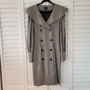 Le Crillon Paris NY Vintage Double Breasted Long Sleeve Gimham Knee-length Dress